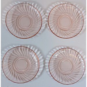 Set of 4 Vintage Arcoroc France Rosaline Swirl Glass Saucers